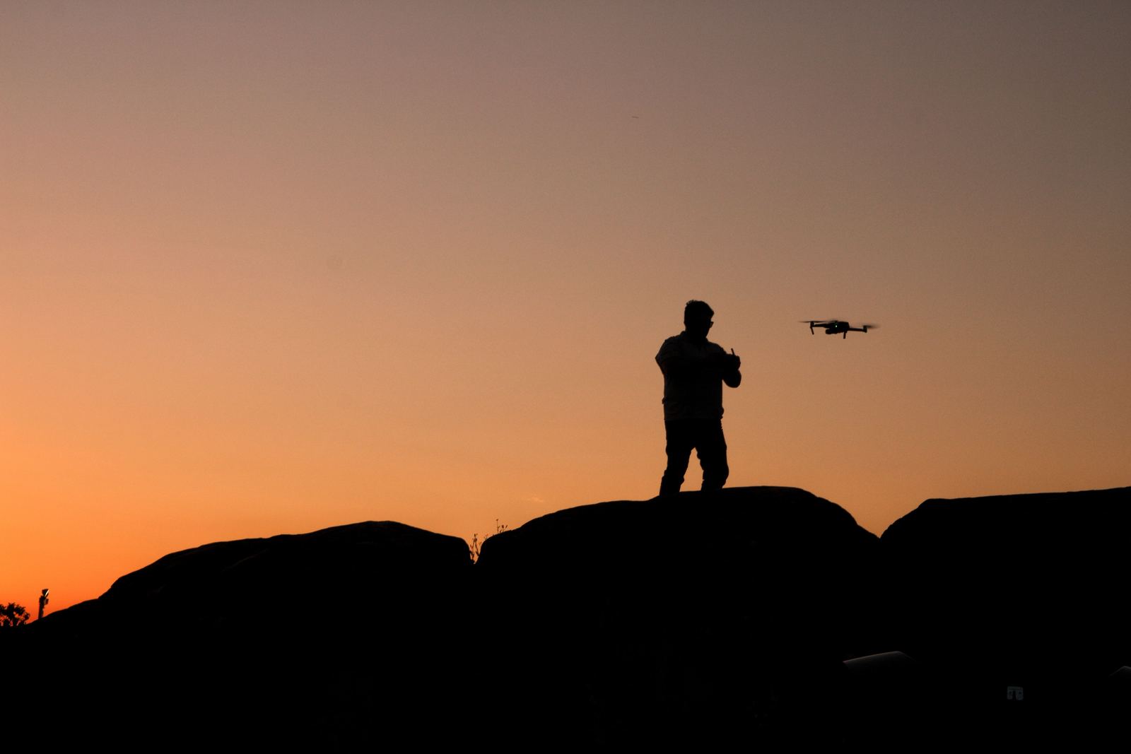 Drone pilot silhouette