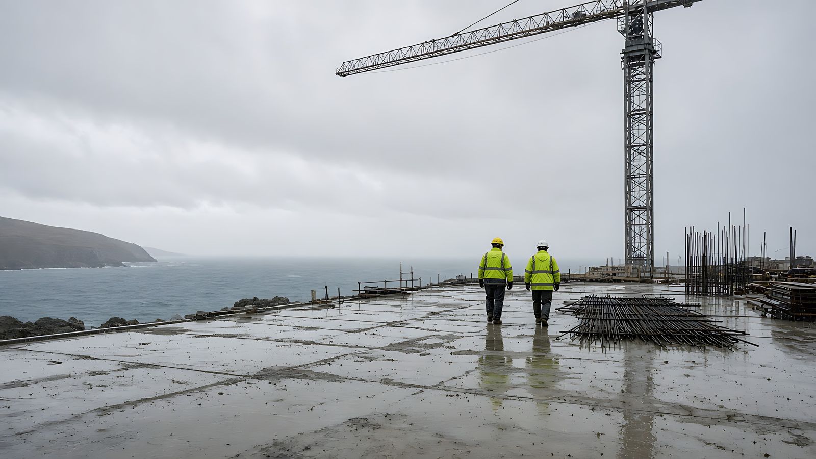 Grey days and drizzle: the work goes on.